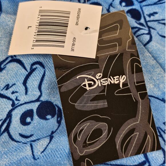 DISNEY STITCH CHARACTER WOMEN’S BLUE SLEEP SHORTS – SIZE LARGE - Picture 7 of 7